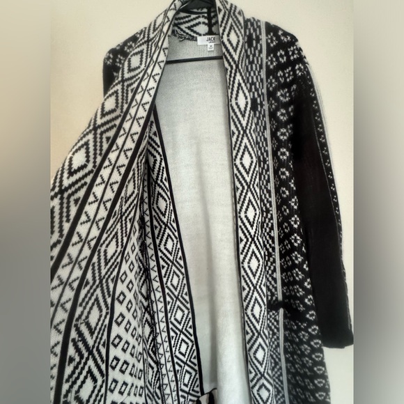 Long Black & White Cardigan - Jack by BB Dakota - Medium - Pockets - Picture 2 of 4
